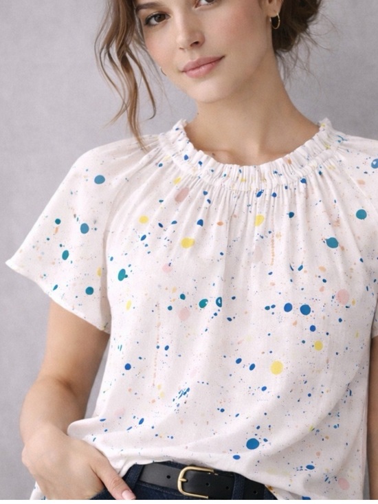Anthropologie Tops - ANTHROPOLOGIE Cloth & Stone Painterly Print Ruffle Blouse M